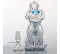 premium glass bong for smoking - small and portable water pipe with silent filtration, eco-friendly dog design, includes 14mm bowl and silicone hose “Nicotine Free”