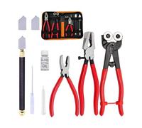 Premium Glass Cutting Set with Oil Feed Cutter Running Breaking Pliers Leather Case for Stained Art Crafting 10PCS Cutter Set