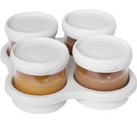 Premium Glass Food Airtight Containers with Silicone Lids for Weaning, Pack of Four, 120ml, Dishwasher, Freezer, and Oven Safe