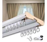Premium Glide ain Track Set Double Ceiling ain Rail with Accessories Aluminum for Bathrooms & Hotels 2m/6.56FT (2 x 1m) White Privacy Solut
