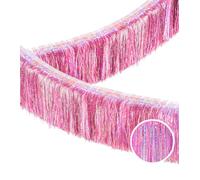 Premium Glitter Pink Fringe Tinsel Garland for Party Decorations -4 Layers Thick, 2 Pack | LILF Foil Metallic Banner Party Streamers for Wedding Birthday Christmas Decoration Home Hanging
