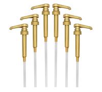 Premium Gold Coffee Syrup Pump (6 Pack) for 750ml or 1 Liter Bottles - Fits Major Brands such as Torani, Monin (only Plastic 1 Liter), Skinny, Starbucks, DaVinci, Coffee Syrup Pump Dispenser