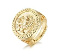 Premium Gold XXL Waterproof St George Adjustable Ring︱Luxury Finish and Detailing︱Fully Adjustable (23mm) - Bling King London