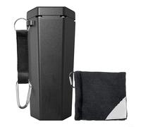 Premium Golf Ball Washer, Portable Cleaner For Golf Bag Or Cart With Cleaning Cloth, Golfer's Training Kit, 7.8 X 3.5 X 3.5 Inches(Black)