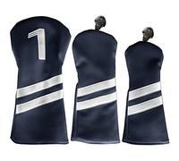 Premium Golf Club Covers - 3 Pack Including Driver - Wood - Hybrid Club Head Covers with Club ID Tag - Fits All Major Brands… (Navy)