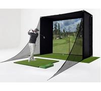 Premium Golf Simulator Enclosure Kit with HD Impact Screen | Includes Safety Padding, Blackout Curtain & Frame System | Home Setup Compatible with All Major Launch Monitors | Indoor Golf Training Net