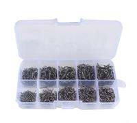 Premium grade high carbon steel fishing hooks offered in 500pcs and 100pcs quantities with tips and sturdy shanks for effective hooking (500 per box)