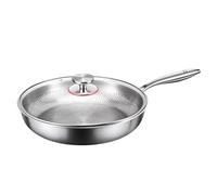 Premium Grade Metal Frying Pan with Glass Cover 3 Layer Construction Oil Release Cooking Ideal for Sauteing Baking Roasting Metal Saucepan with Lid for Diet