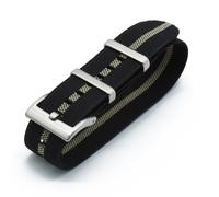 Premium Grade Nylon Straps 20mm 22mm 60s French Troops Parachute Bag Watchbands Elastic Watch Strap cuicui(Black Sand,22mm)