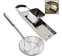 Premium Grade Stainless Steel Spaetzle Maker with Comfort Grip Handle, Stainless Steel Spider Strainer Skimmer Spoon Pasta Strainer, Homemade Traditional German Egg Noodle Dumpling Making Tool Set