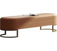 Premium Gray Genuine Leather Ottoman Bench for Bedroom Living Room & Hallway - Stylish Storage Solution (Size: 100 x 40 x 45 cm)