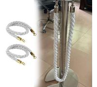 Premium Gray Hanging Ropes for Crowd Control, 2 Pcs VIP Stanchion Cords with Polished Stainless Steel Gold Snap Hooks, Ideal for Hotels, Celebrations & Events (2.7m/8ft)