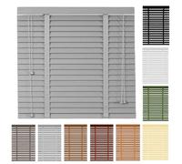 Premium Gray Indoor Wooden Venetian Blinds 50mm Horizontal Shades for Windows & Doors Privacy Curtains Blackout Shutters in Various Sizes (50240cm)