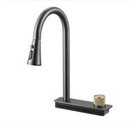 Premium Gray Kitchen Faucet - Dual Sink Pull Down Sprayer 304 Stainless Steel Modern Cascade Design Perfect for Kitchen Sink Accessories and Enhancing Home Decor.