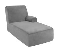 Premium Gray Velvet Chaise Lounge Slipcover - Soft, Form-Fitting 1-Piece Protector for Chaise Chair & Sofa - Stylish Upholstery, Easy Care, Durable Design