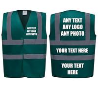 Premium GREEN Hi Vis Safety Vest Custom Printed With Your Logo Or Text Waistcoat, Personalise Front and Back, Brand Your Company, Small to 5XL, Brook Hi Vis (Green, Medium)