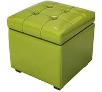 Premium Green Leather Storage Ottoman Foot Rest Modern Cube Foot Stool with Hidden Storage 40x40x42cm Stylish Home Décor Versatile Ottoman for Living Room & Bedroom