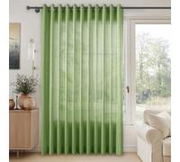 Premium Green Linen ain Panel 120”Wx108”L with Tieback | Ideal for Sliding Doors | Light Filtering, Privacy, Perfect for Living Room & Bedroom
