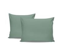 Premium Green Pillowcase Set (2 Pieces), 80 x 80 cm, 100% Cotton Ranforce, 145 Thread Count, Envelope Closure, Machine Washable at 30°C, Soft and Durable