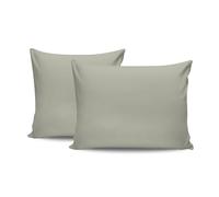Premium Green Pillowcase Set (2 Pieces), 80 x 80 cm, 100% Cotton Ranforce, 155 Thread Count, Envelope Closure, Machine Washable at 30°C, Soft and Durable
