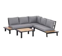 Premium Grey Garden Furniture Set: 4 PCS Conversation Set with Loveseat Table -