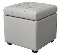 Premium Grey Leather Ottoman Foot Rest with Storage Modern Cube Stool Stylish Storage Ottoman for Living Room 100x40x42cm Versatile Foot Stool for Home Decor