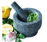 Premium Grey Stone Mortar And Pestle Set - 13Cm Diameter | Durable Marble | Spice & Herb Crusher Grinder