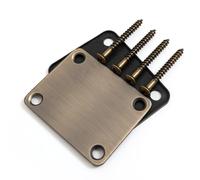 Premium Guitar Neck Plate Replacement with Screws, Metal 4-Bolt Neck plate Compatible With Fender TL ST Electric Guitar & Bass, Vintage Brushed Gold Bronze Copper Styles (SN03)
