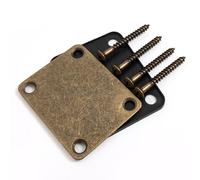 Premium Guitar Neck Plate Replacement with Screws, Metal 4-Bolt Neck plate Compatible With Fender TL ST Electric Guitar & Bass, Vintage Brushed Gold Bronze Copper Styles (SN04)