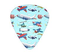 Premium Guitar pick 12 Pack Includes Thin, Medium & Heavy Gauges (blue sky cartoon airplane)