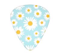 Premium Guitar pick 12 Pack Includes Thin, Medium & Heavy Gauges (sky blue daisy flowers)