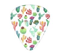 Premium Guitar pick 12 Pack Includes Thin, Medium & Heavy Gauges (Watercolor Colorful cactus succulents)