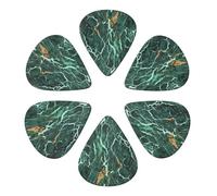 Premium Guitar Picks 6 Pack Emerald Green Marbled Gold Glitters Green Marble, Semi-Round Celluloid Plectrums for Electric Guitar, Acoustic Guitar & Bass Players, 0.46mm/0.71mm/0.96mm Gauges