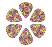 Premium Guitar Picks 6 Pack Meditation Skeleton Trippy Skull Mushroom, Semi-Round Celluloid Plectrums for Electric Guitar, Acoustic Guitar & Bass Players, 0.46mm/0.71mm/0.96mm Gauges