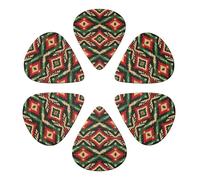 Premium Guitar Picks 6 Pack Southwest Tribal Navajo Aztec Ethnic, Semi-Round Celluloid Plectrums for Electric Guitar, Acoustic Guitar & Bass Players, 0.46mm/0.71mm/0.96mm Gauges
