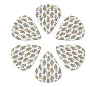 Premium Guitar Picks Combo Beautiful Wildflowers And Cacti Cactus, Semi-Round 6 Pack for Ukulele, Bass & Low Tension Instruments, 0.46/0.71/0.96mm Gauges