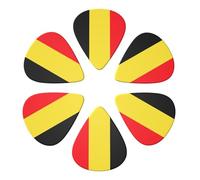 Premium Guitar Picks Combo Belgium National Flag, Semi-Round 6 Pack for Ukulele, Bass & Low Tension Instruments, 0.46/0.71/0.96mm Gauges