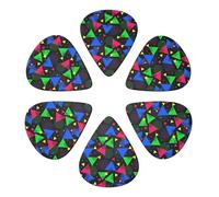 Premium Guitar Picks Combo Checkered Retro 80S 90S, Semi-Round 6 Pack for Ukulele, Bass & Low Tension Instruments, 0.46/0.71/0.96mm Gauges