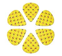 Premium Guitar Picks Combo Funny Sunglasses Yellow Rubber Duck Painting, Semi-Round 6 Pack for Ukulele, Bass & Low Tension Instruments, 0.46/0.71/0.96mm Gauges