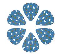 Premium Guitar Picks Combo Llama Alpaca, Semi-Round 6 Pack for Ukulele, Bass & Low Tension Instruments, 0.46/0.71/0.96mm Gauges