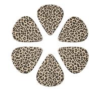 Premium Guitar Picks Combo Wild Animal Cheetah Leopard Print, Semi-Round 6 Pack for Ukulele, Bass & Low Tension Instruments, 0.46/0.71/0.96mm Gauges