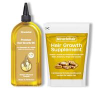 Premium Hair Growth Oil 170ml & Supplement Set - Enriched with 12 Natural Oils Including Rosemary & Biotin - Promotes Thicker, Healthier Hair - Vegan & Cruelty-Free - UK Brand