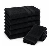 Premium Hand Towels | 100% Cotton, Ultra Soft and Highly Absorbent | 500 GSM Extra Large Black Hand Towels for Bathroom, Kitchen, Hotel & Spa - Pack 6