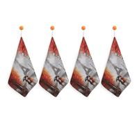 Premium Hand Towels Set of 4PCS Super Soft Absorbent Hand Towels Eiffel Tower Paris Painting Decorative Quick Drying Kitchen Towel with Hanging Loop Microfiber Multi-Purpose Camping Towel for Bathroom