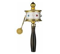 Premium Handheld Tibetan Prayer Wheel - Solid Brass Buddhist Scripture Wheel for Meditation and Spiritual Practice(Silver,17 * 8cm)