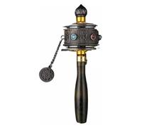 Premium Handheld Tibetan Prayer Wheel - Solid Brass Buddhist Scripture Wheel for Meditation and Spiritual Practice(Patina,23 * 11cm)