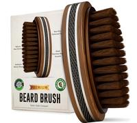 Premium Handmade 4.5" Boar Bristle Beard Brush for Men - Natural Walnut Wood & Non-Slip Rubber Grip - Men’s Grooming Brush for Short, Medium & Long Beards - Mustache & Beard Care Tool - Alpha Organics
