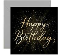 Premium Happy Birthday Cards for Men and Women, Fabulous Glamour Style Glitter and Sparkle - Square Card, Blank Inside With Envelope