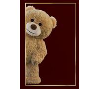 Premium Hardcover Diary Journal 6x9 | 140 Pages | Cream Paper | Lined | Writing Poems & Lyrics | Gift: Undated (no printed dates) | Burgundy teddy bear peeking from a frame | Funny, friendly & cozy
