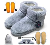 Premium Heated Slippers Indoor for Cold Feet,Rechargeable Socks Foot Warmer | Max 8H heat per charge, Max140℉ Graphene heating, 6000Mh Built-in Battery Powered, Relax,Light,lush,Washable Electric Booties